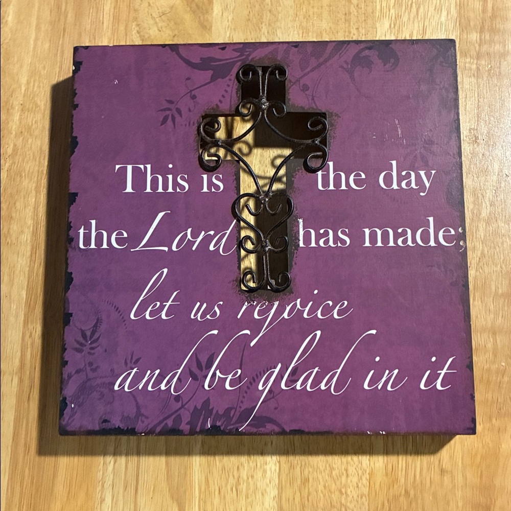 Purple Inspirational Wall Decor with Cross- NWT
